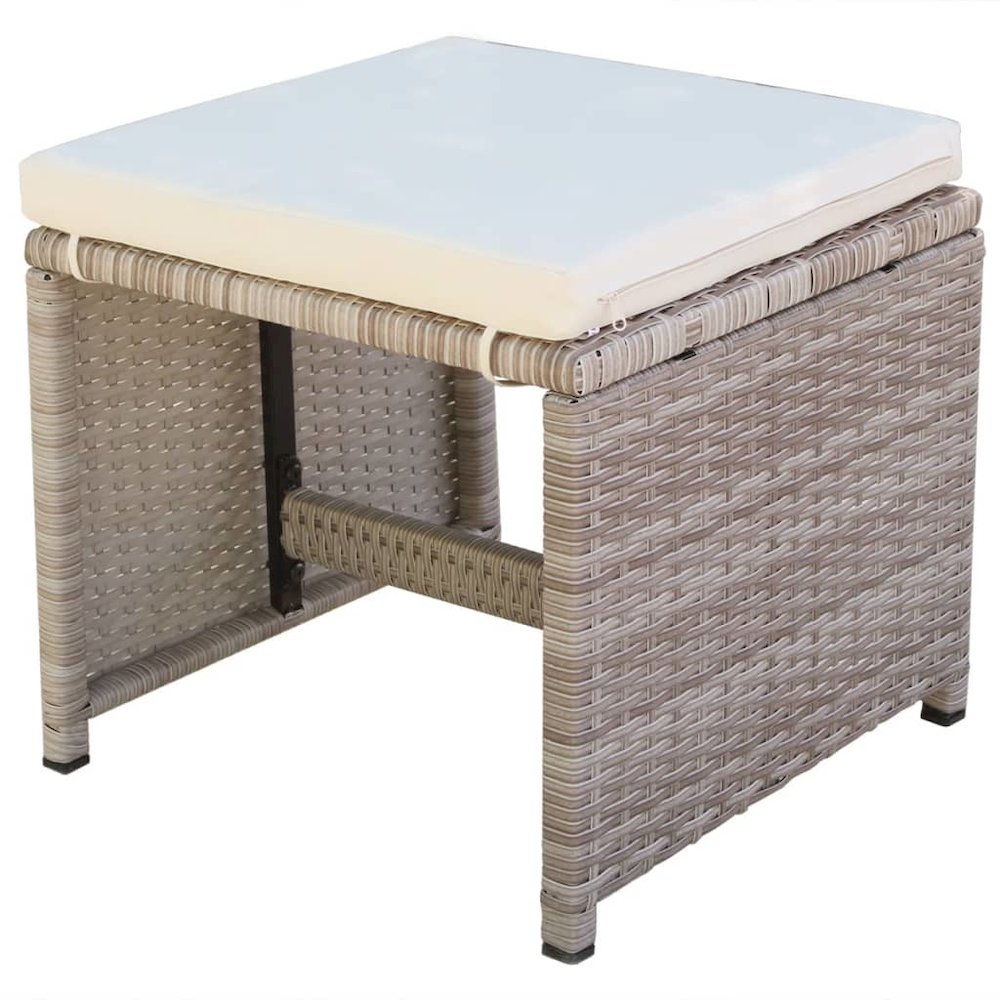 Outdoor Dining Set Grey Poly Rattan Medium Foldable. Picture 8