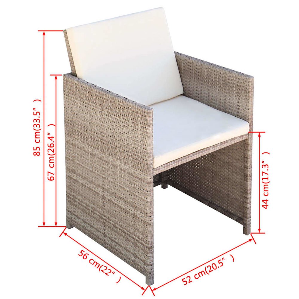 Outdoor Dining Set Grey Poly Rattan Medium Foldable. Picture 10