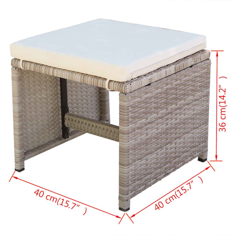 Outdoor Dining Set Grey Poly Rattan Medium Foldable. Picture 11