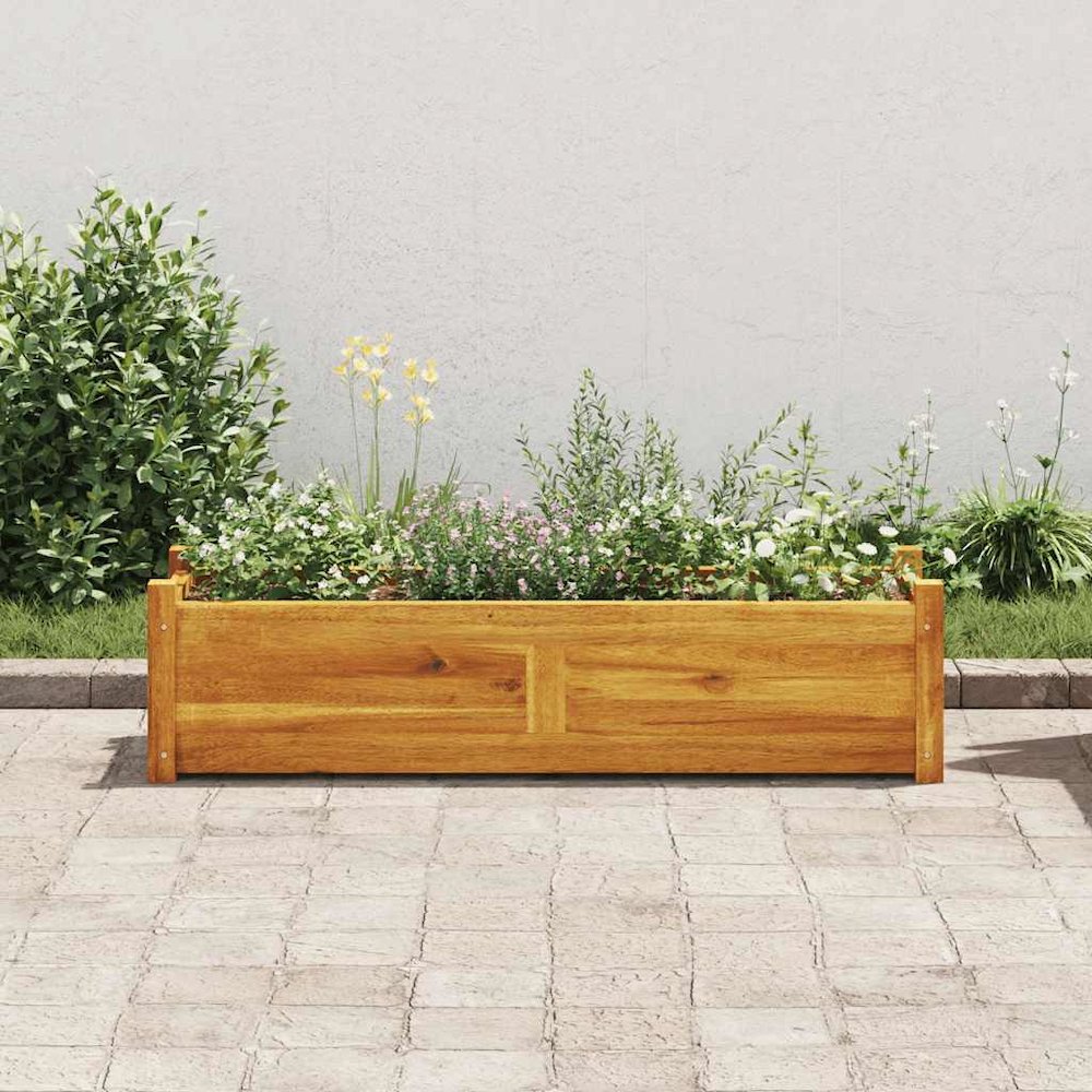 Raised Bed Brown Acacia wood 39.4 x 11.8 x 9.8 in Durable. Picture 3