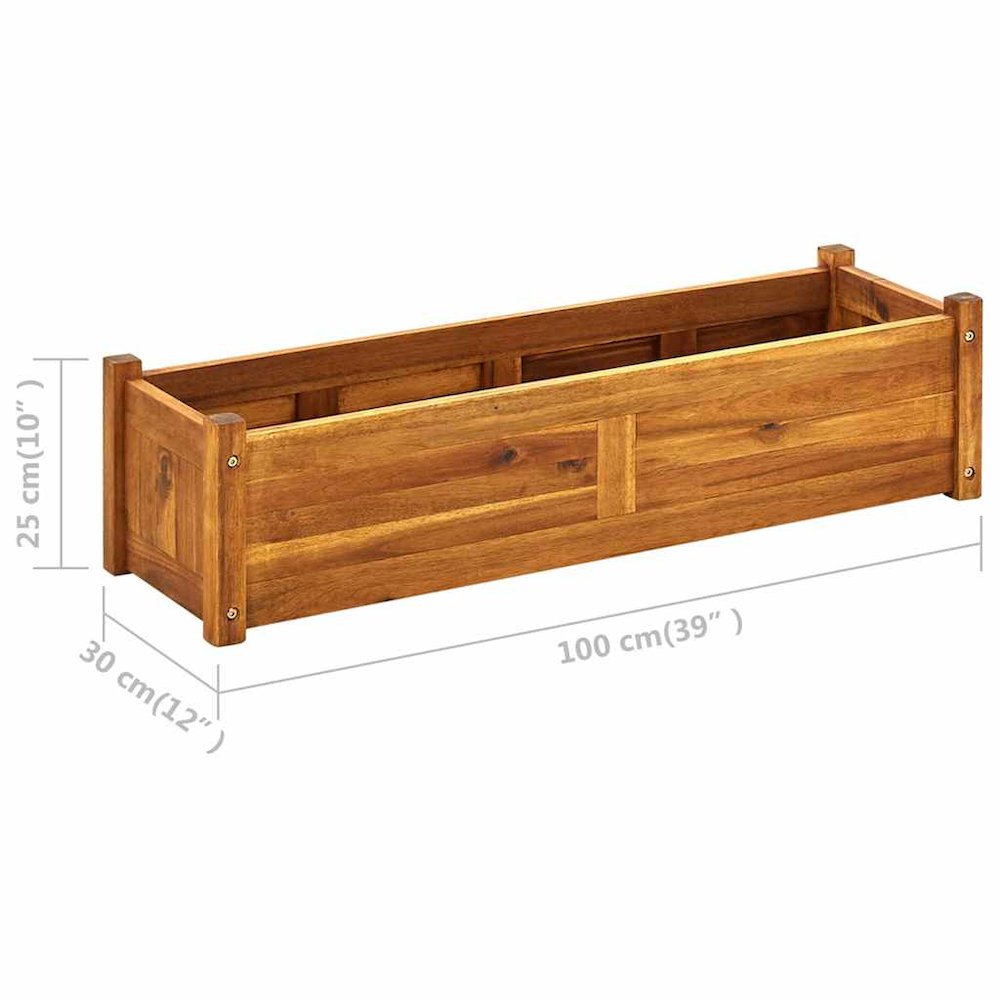 Raised Bed Brown Acacia wood 39.4 x 11.8 x 9.8 in Durable. Picture 9