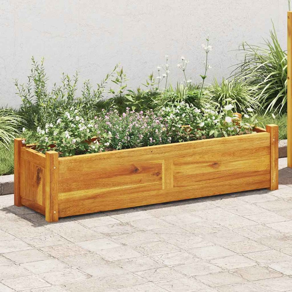 Raised Bed Brown Acacia wood 39.4 x 11.8 x 9.8 in Durable. Picture 2