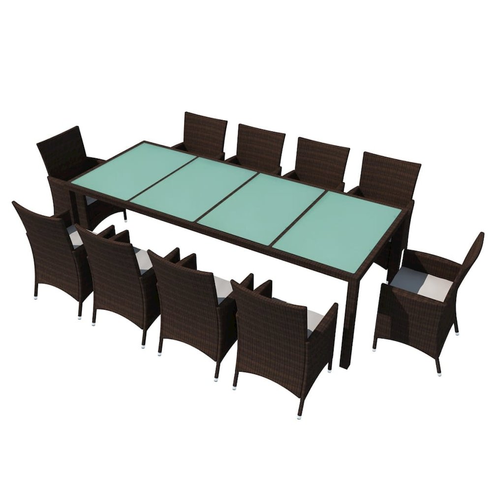 Outdoor Dining Set Brown, Cream White. Picture 2