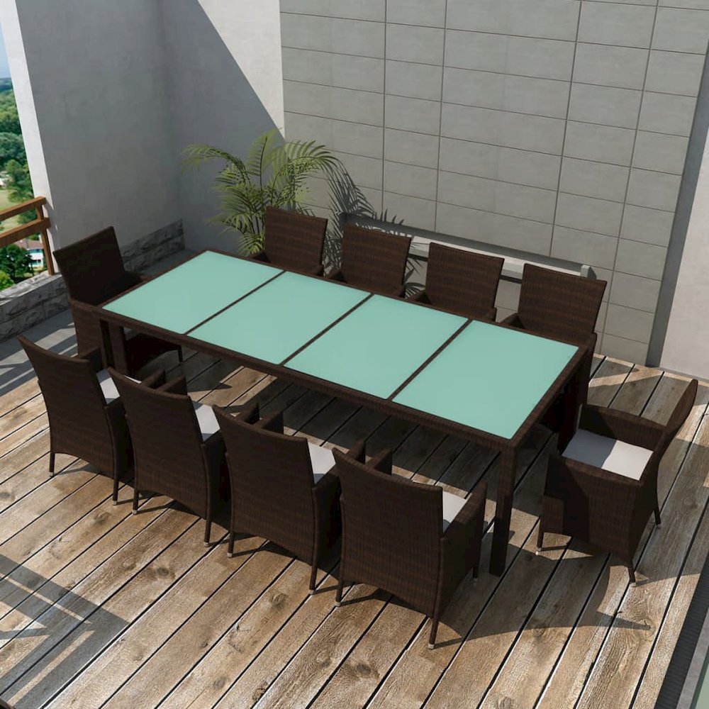 Outdoor Dining Set Brown, Cream White. Picture 1