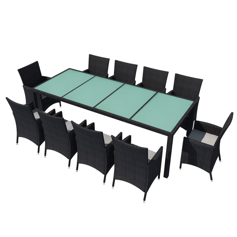 Patio Furniture Set Set of 10 Black Poly Rattan Set of 11. Picture 2