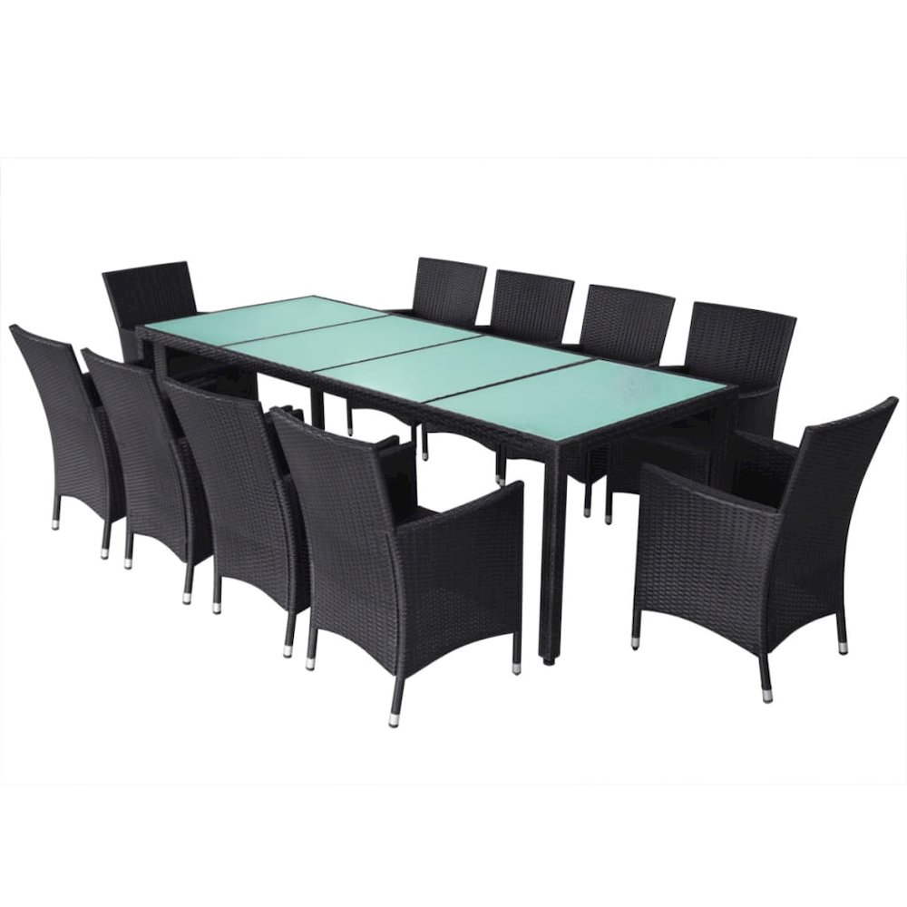 Patio Furniture Set Set of 10 Black Poly Rattan Set of 11. Picture 3