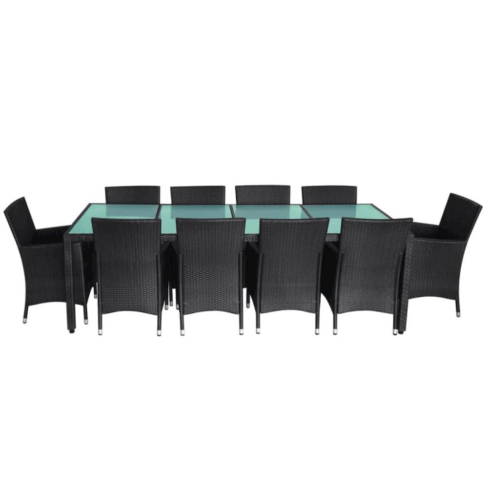 Patio Furniture Set Set of 10 Black Poly Rattan Set of 11. Picture 4