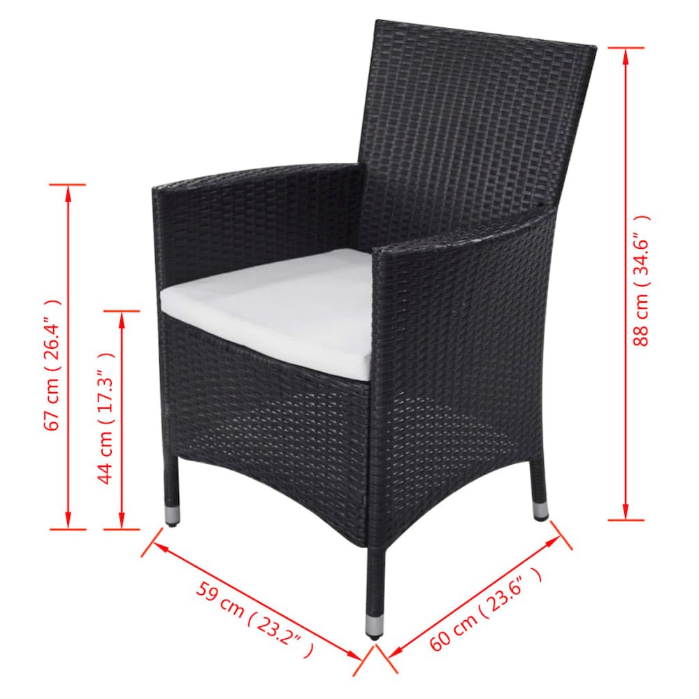 Patio Furniture Set Set of 10 Black Poly Rattan Set of 11. Picture 8