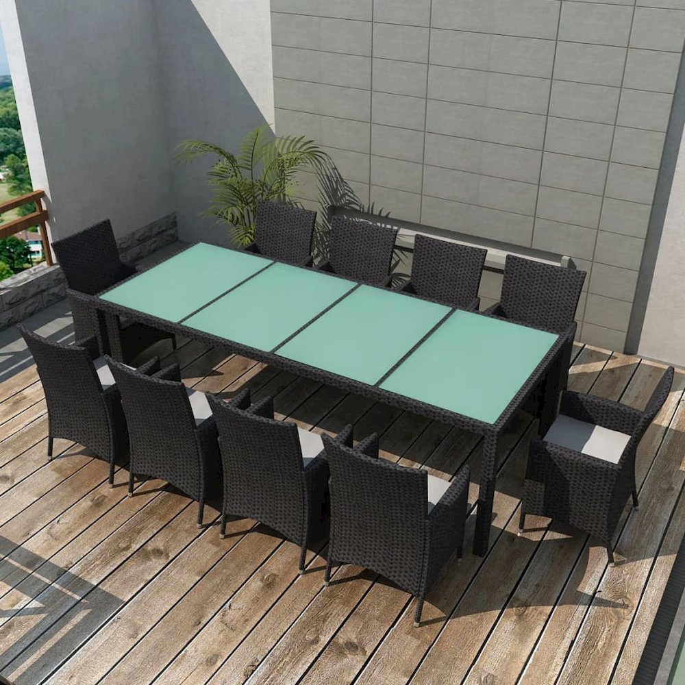 Patio Furniture Set Set of 10 Black Poly Rattan Set of 11. Picture 1