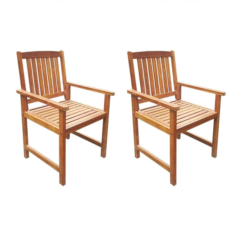 Outdoor Chair Set of 2 Brown Solid Acacia wood Standard Durable. Picture 1