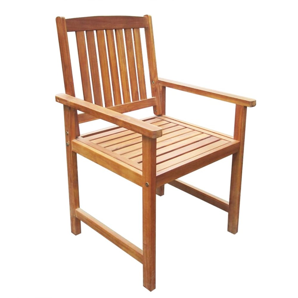 Outdoor Chair Set of 2 Brown Solid Acacia wood Standard Durable. Picture 2