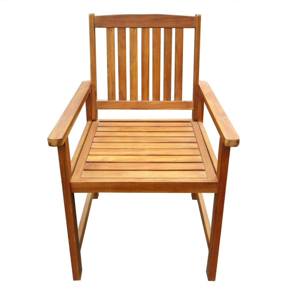 Outdoor Chair Set of 2 Brown Solid Acacia wood Standard Durable. Picture 3