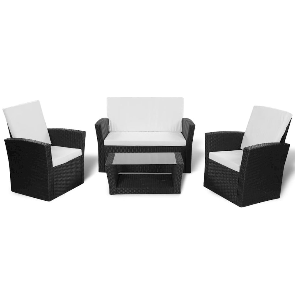 Garden Sofa Set Black and Cream White. Picture 2