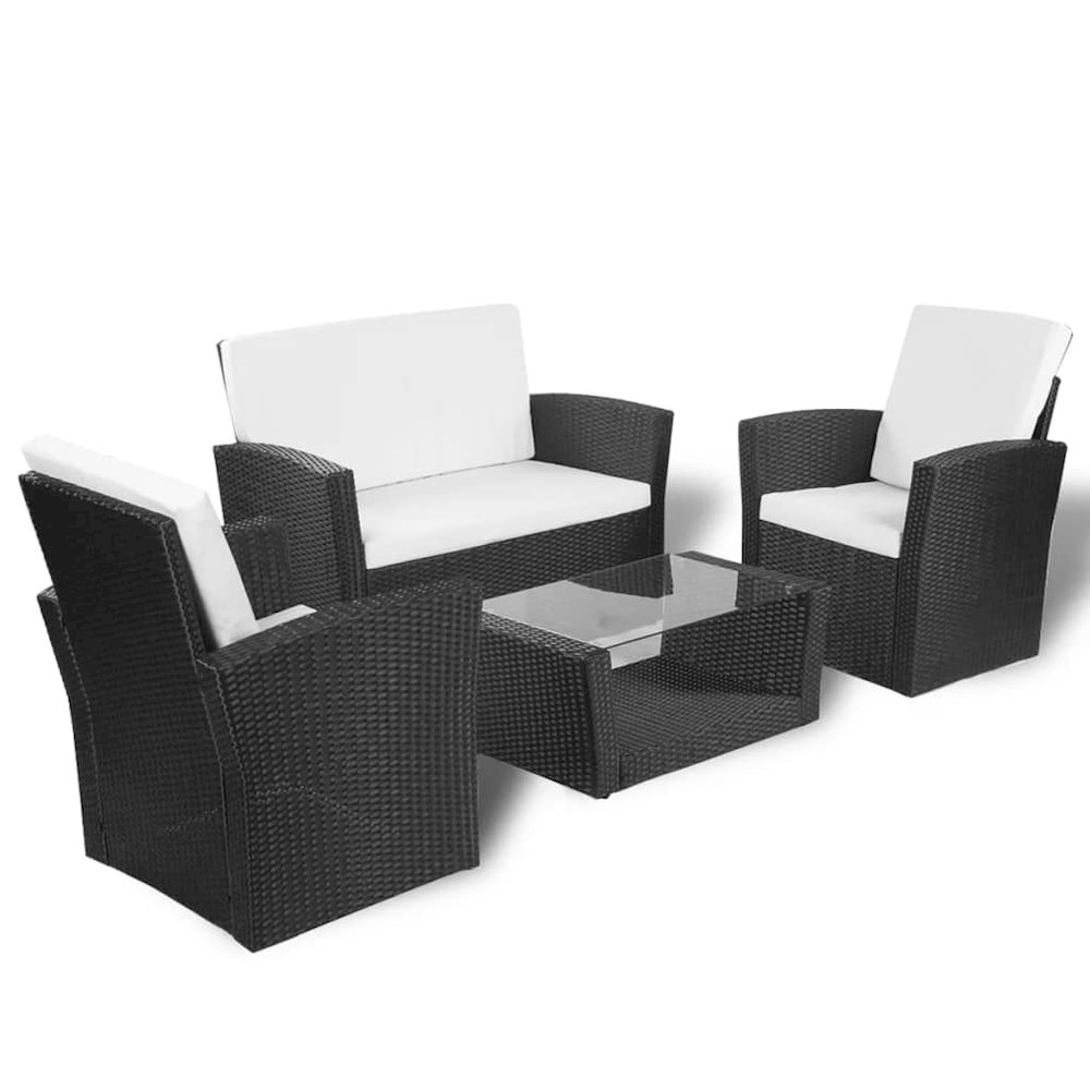 Garden Sofa Set Black and Cream White. Picture 3