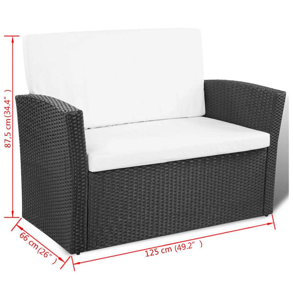 Garden Sofa Set Black and Cream White. Picture 8