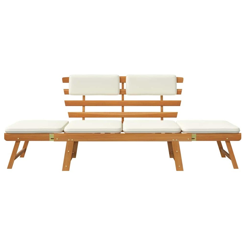 Outdoor Sun Bed Light Brown and Cream Solid Acacia Wood Standard. Picture 5