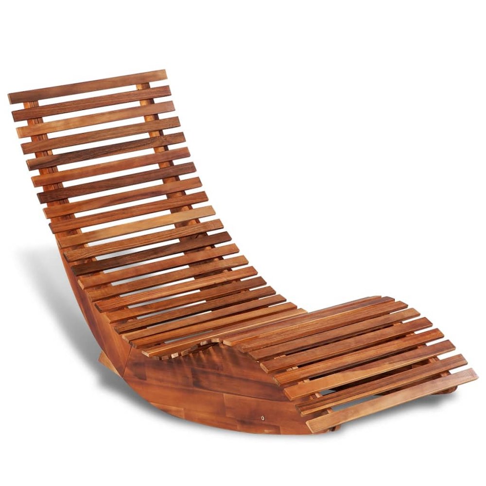 Sun Lounger Light Brown Acacia wood Ergonomic Rocking Sun Lounger. Picture 1