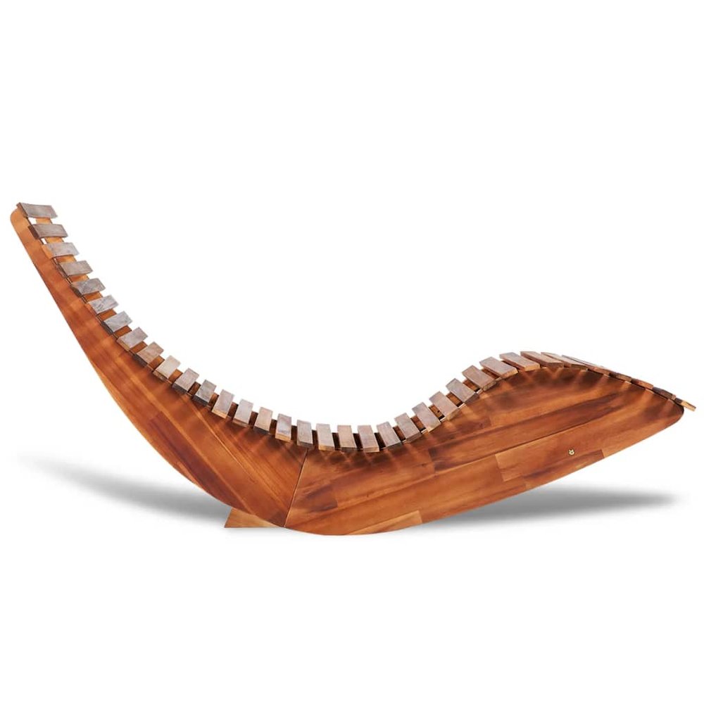 Sun Lounger Light Brown Acacia wood Ergonomic Rocking Sun Lounger. Picture 2