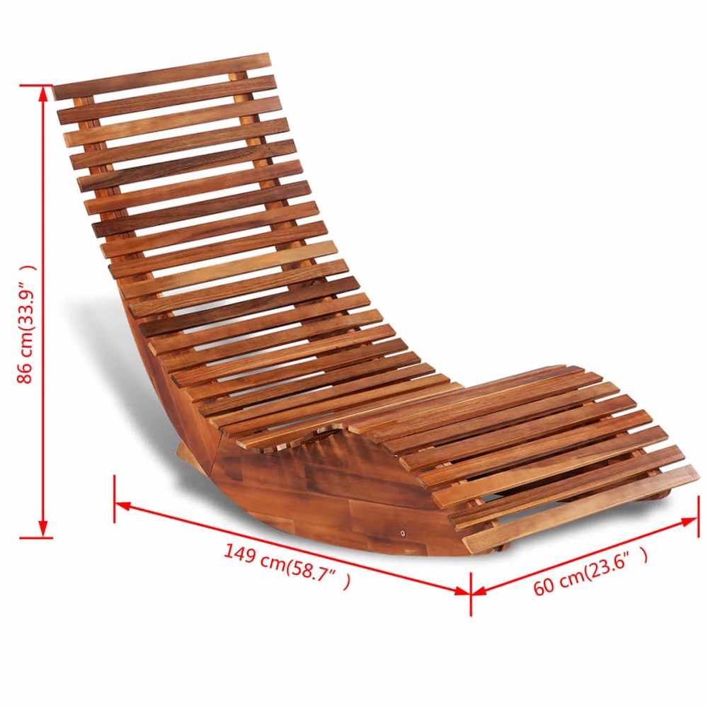 Sun Lounger Light Brown Acacia wood Ergonomic Rocking Sun Lounger. Picture 4