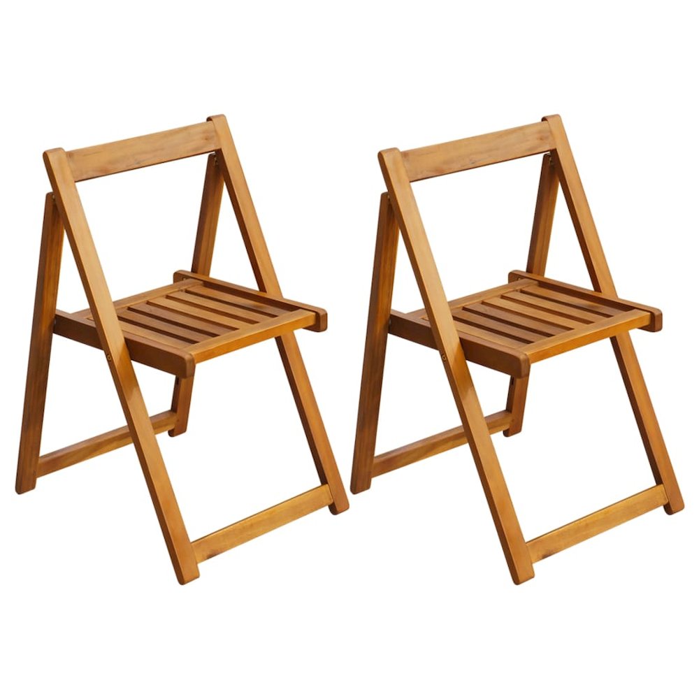 Folding Chair Set of 2 Natural wood Acacia wood Medium Foldable. Picture 1