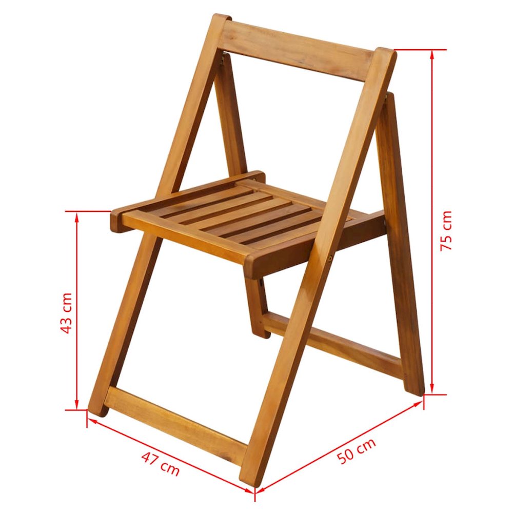 Folding Chair Set of 2 Natural wood Acacia wood Medium Foldable. Picture 5