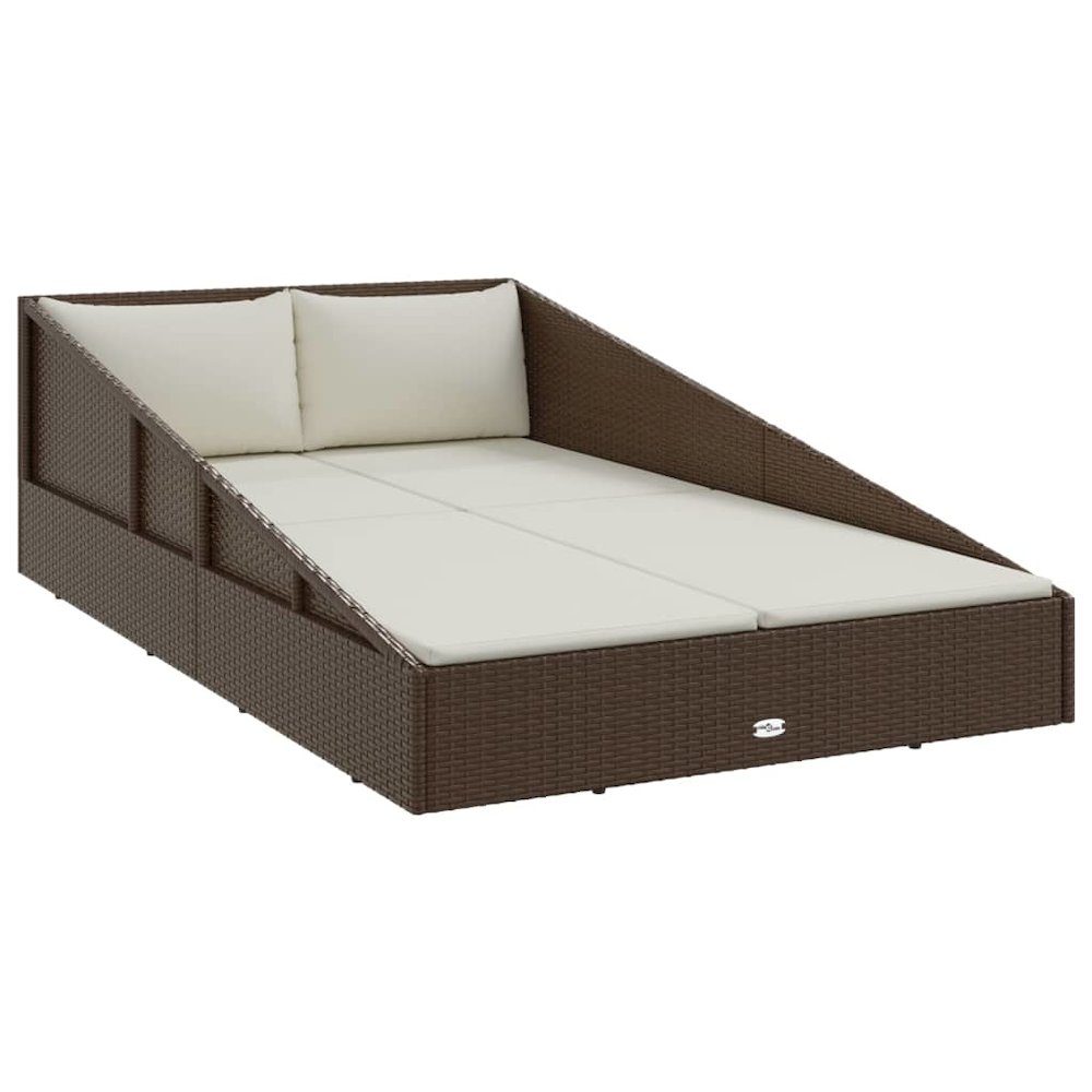 Daybed Brown, Cream White PE Rattan, Polyester, Steel. Picture 2