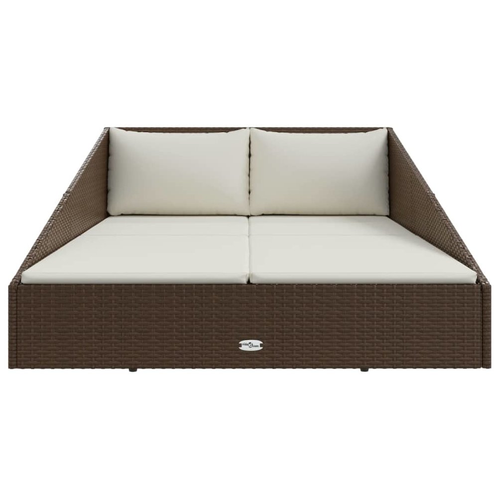Daybed Brown, Cream White PE Rattan, Polyester, Steel. Picture 3