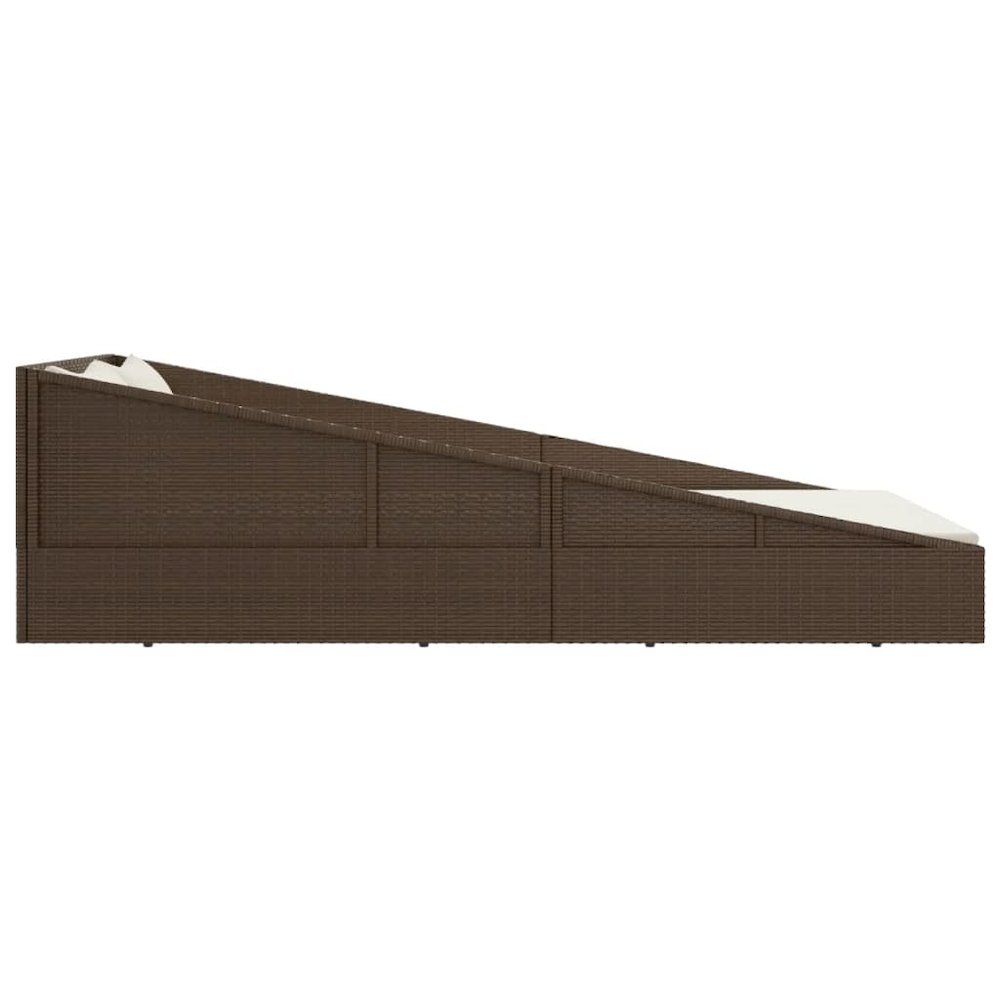 Daybed Brown, Cream White PE Rattan, Polyester, Steel. Picture 4