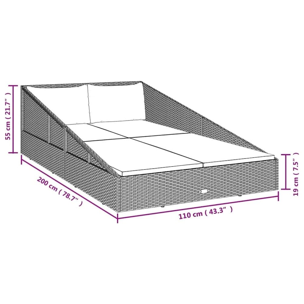 Daybed Brown, Cream White PE Rattan, Polyester, Steel. Picture 8