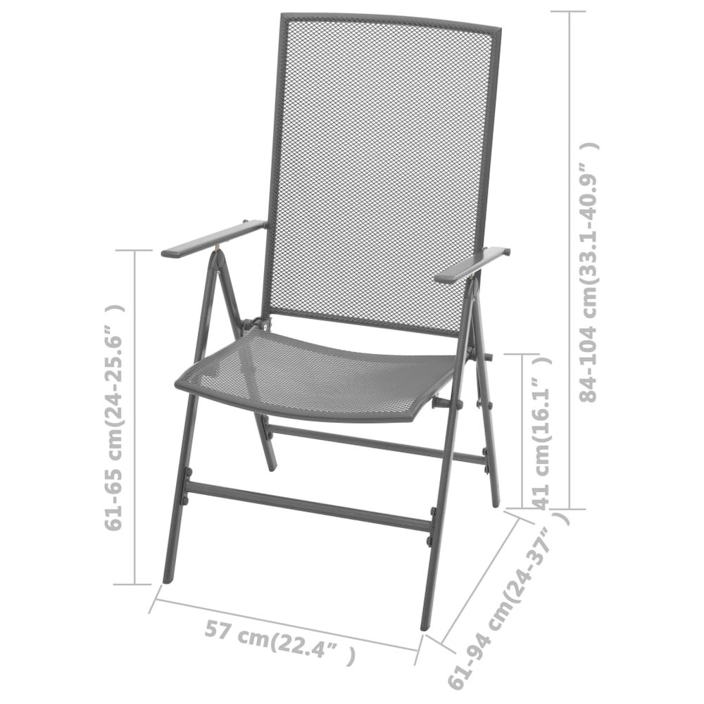 Reclining Chair Set of 2 Anthracite E-coated, powder-coated steel. Picture 8