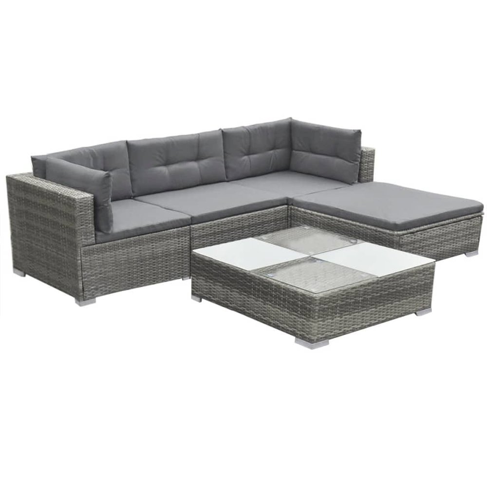 Garden Furniture Set Gray PE Rattan Medium Modular. Picture 3