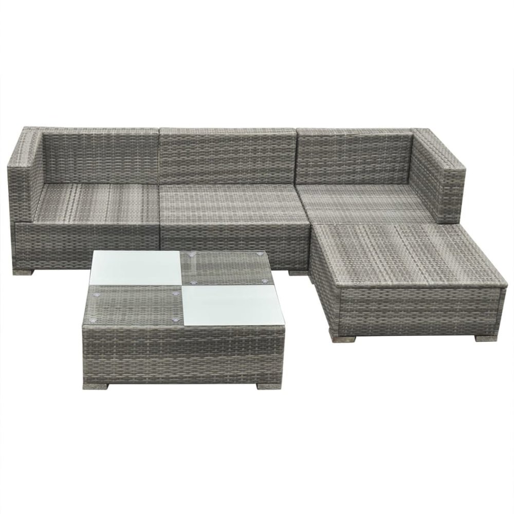 Garden Furniture Set Gray PE Rattan Medium Modular. Picture 4