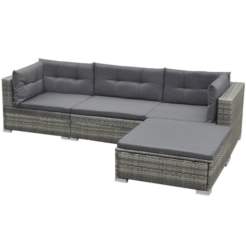 Garden Furniture Set Gray PE Rattan Medium Modular. Picture 5