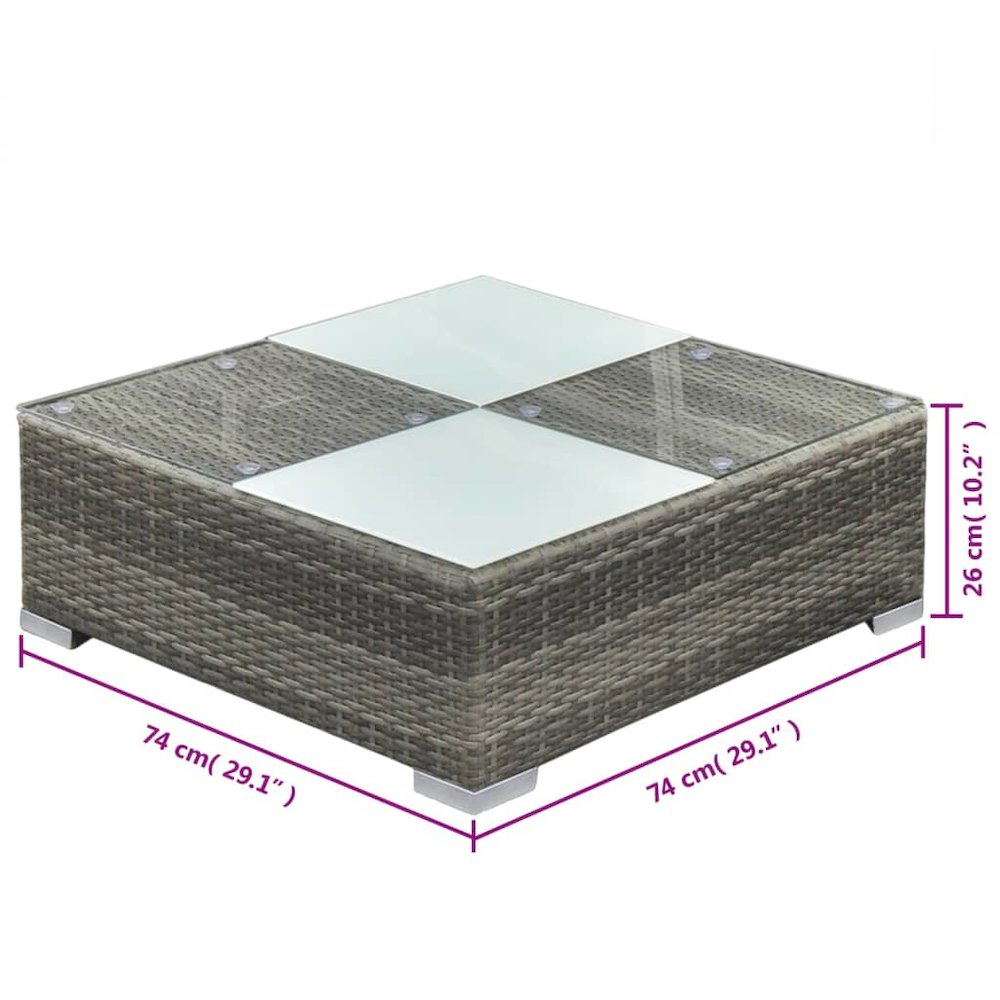 Garden Furniture Set Gray PE Rattan Medium Modular. Picture 8