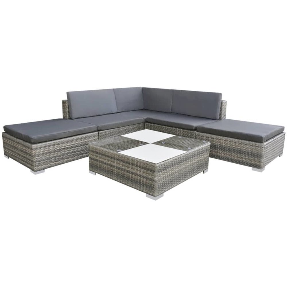 Garden Furniture Set Grey PE Rattan Medium Modular. Picture 2