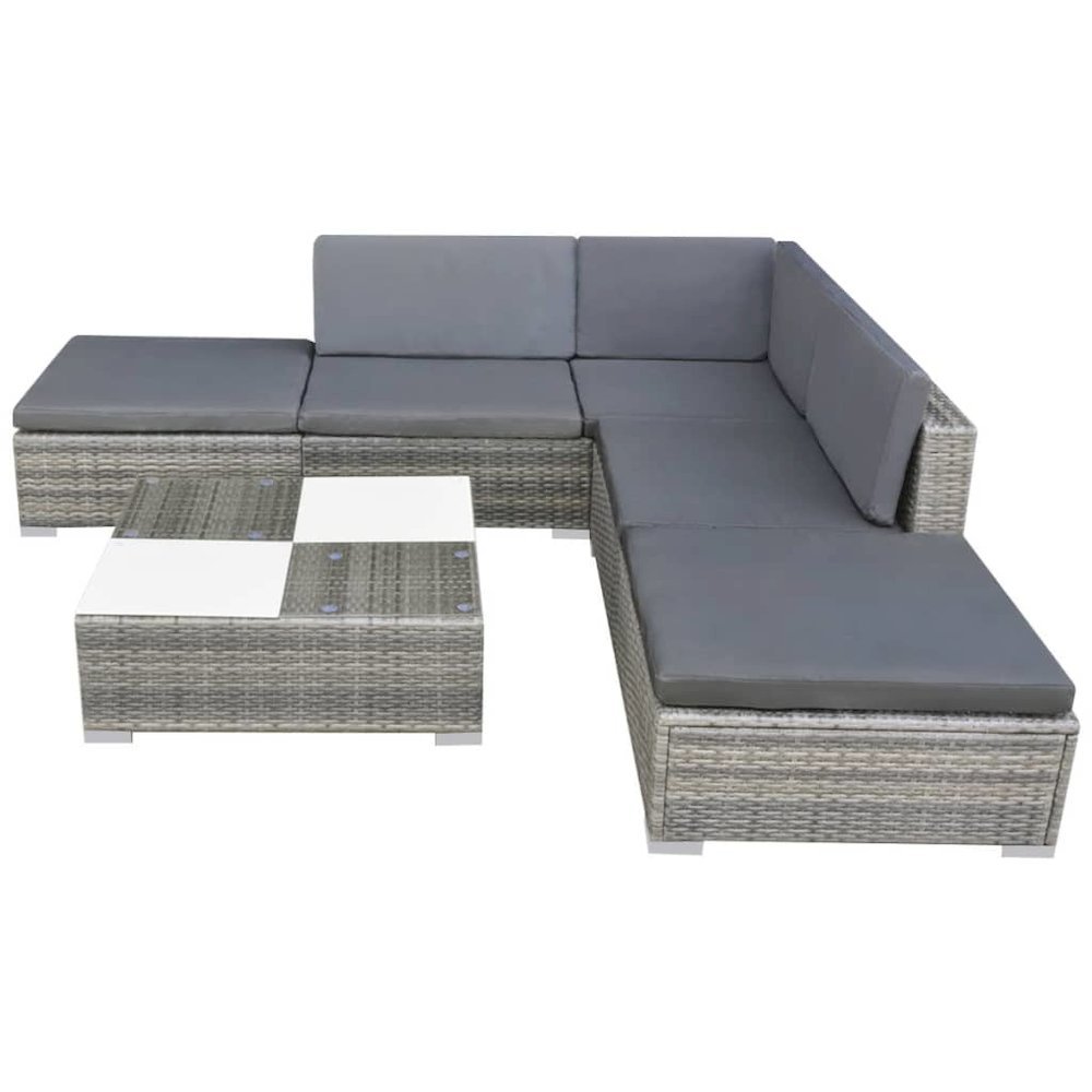 Garden Furniture Set Grey PE Rattan Medium Modular. Picture 3