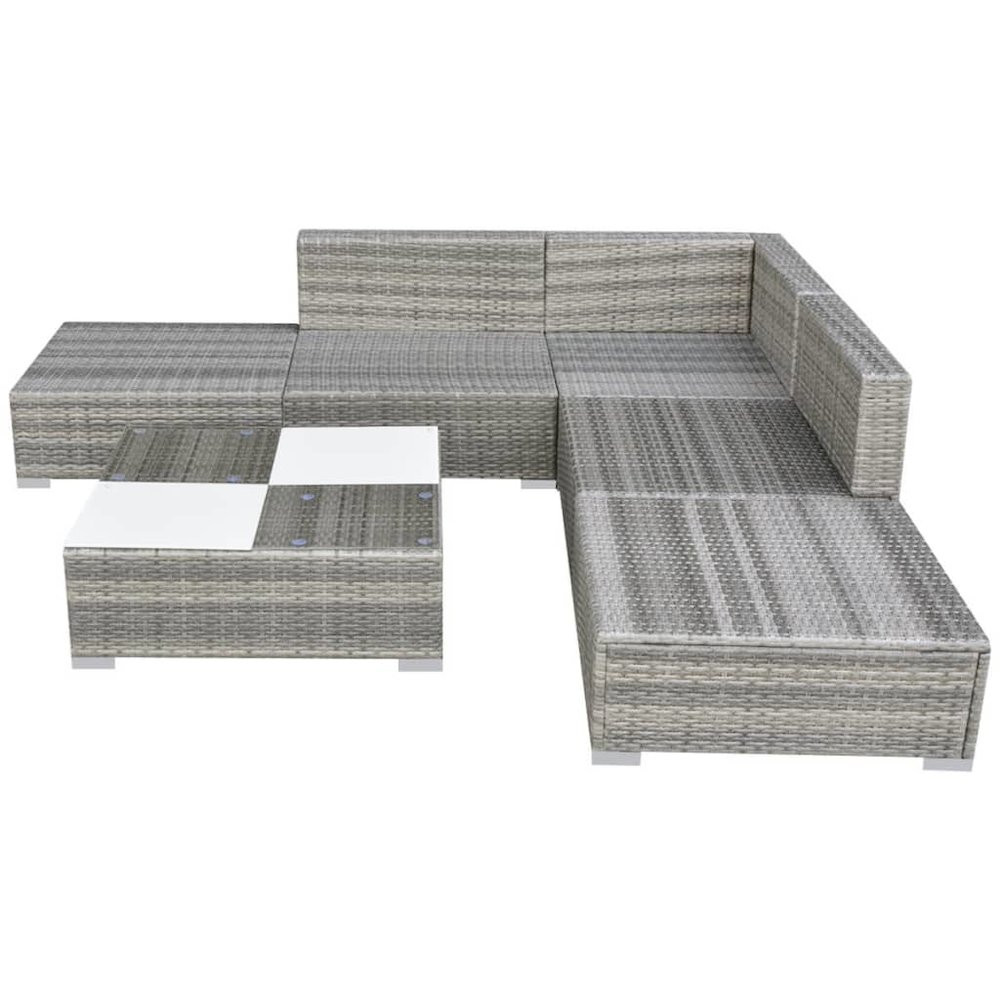 Garden Furniture Set Grey PE Rattan Medium Modular. Picture 4