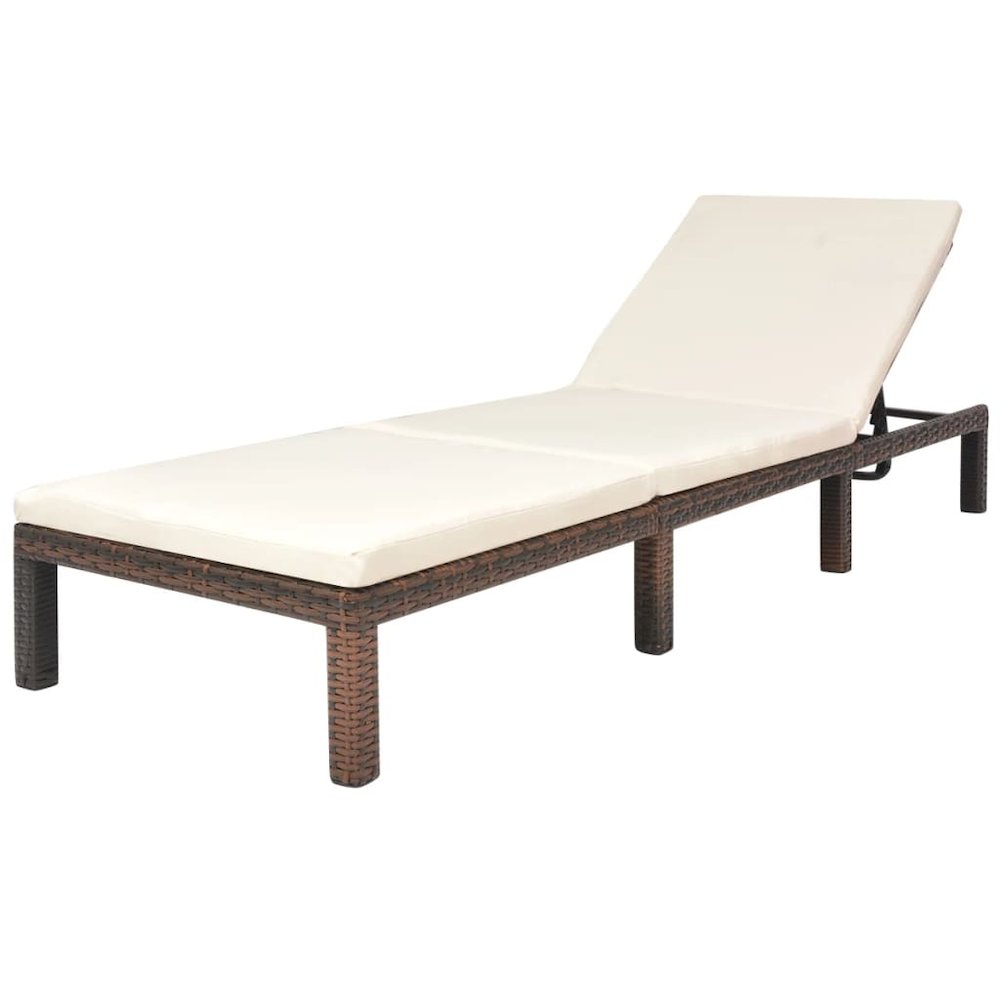 Sunlounger Brown PE Rattan Standard Adjustable Armrests. Picture 2