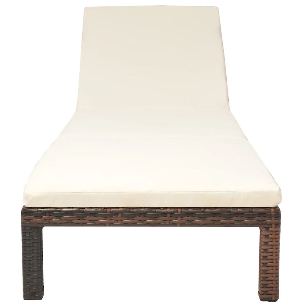 Sunlounger Brown PE Rattan Standard Adjustable Armrests. Picture 3
