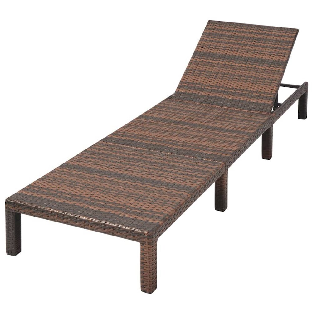 Sunlounger Brown PE Rattan Standard Adjustable Armrests. Picture 6