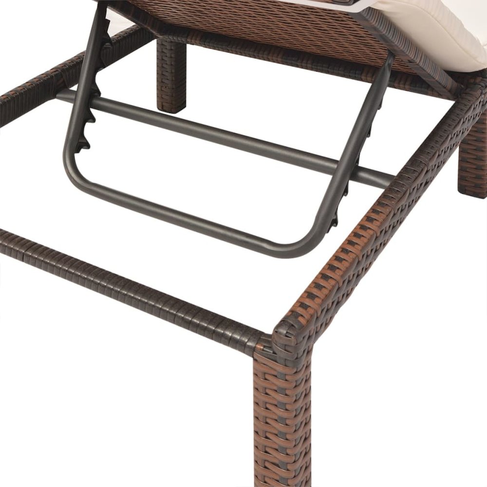 Sunlounger Brown PE Rattan Standard Adjustable Armrests. Picture 8