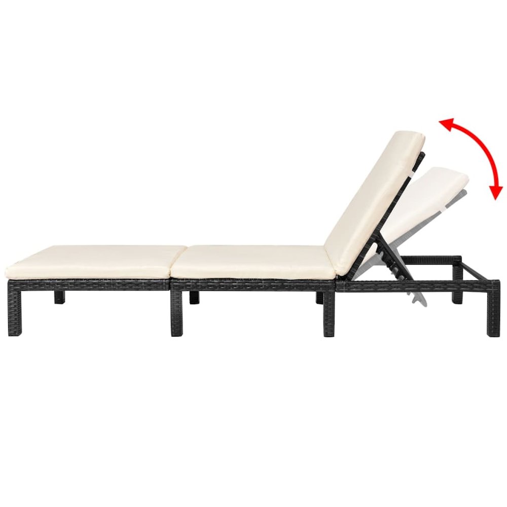 Sunlounger Black PE rattan Standard Removable Covers. Picture 4