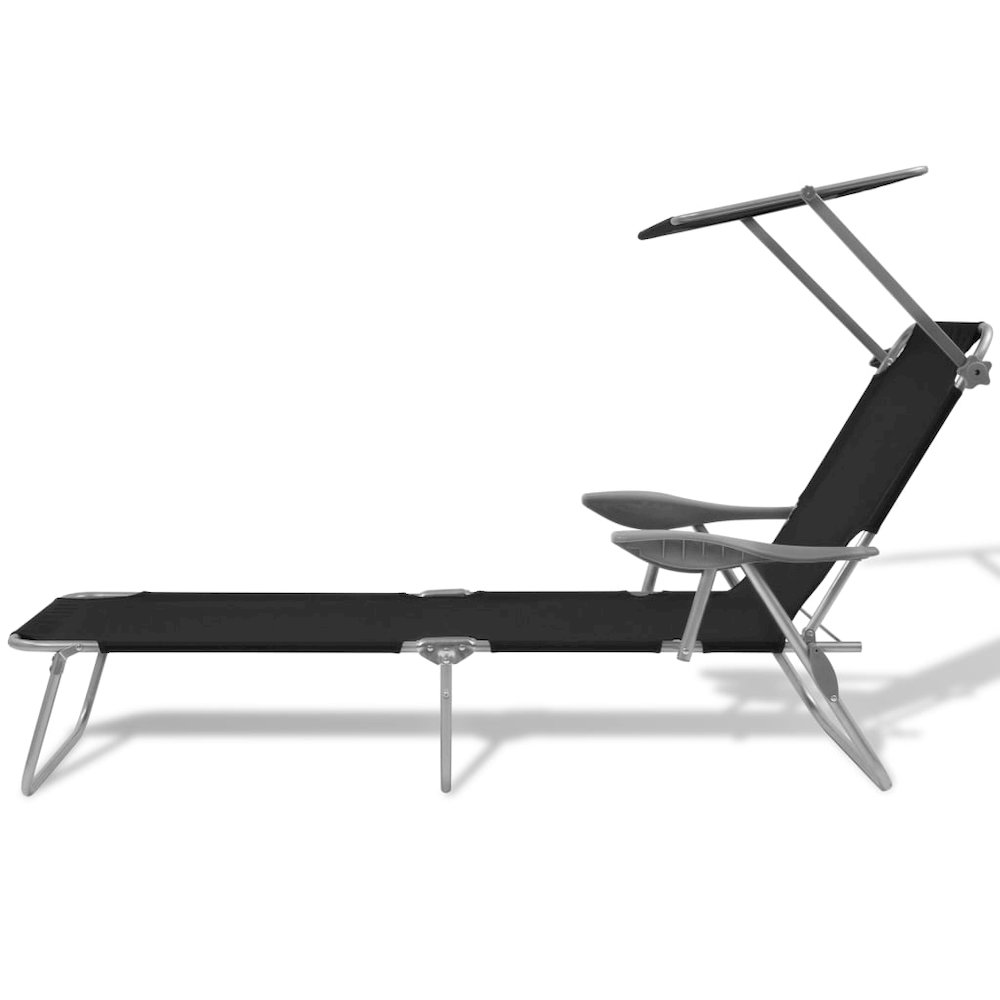 Sunlounger Black Powder-coated steel Medium Foldable. Picture 2