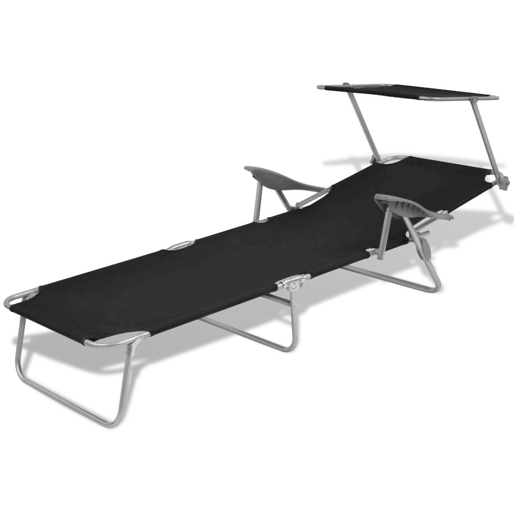 Sunlounger Black Powder-coated steel Medium Foldable. Picture 3