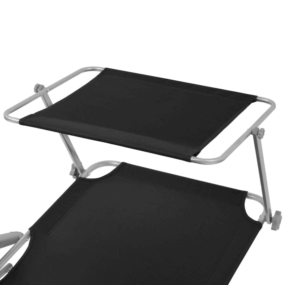 Sunlounger Black Powder-coated steel Medium Foldable. Picture 4