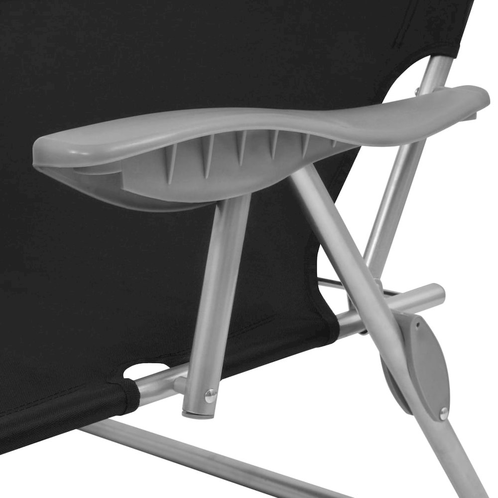 Sunlounger Black Powder-coated steel Medium Foldable. Picture 5