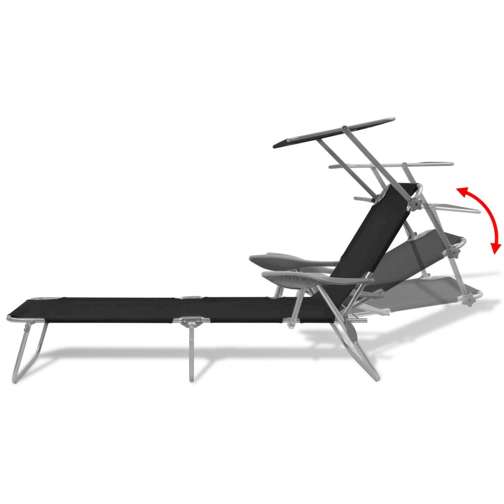 Sunlounger Black Powder-coated steel Medium Foldable. Picture 6