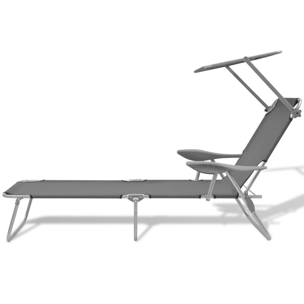 Sun Lounger Steel Grey Powder-coated steel frame, Polyester fabric. Picture 2