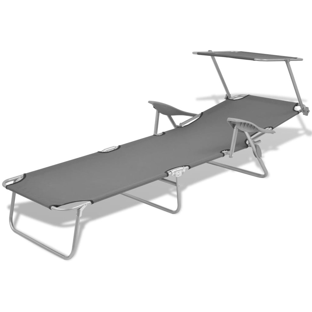 Sun Lounger Steel Grey Powder-coated steel frame, Polyester fabric. Picture 3