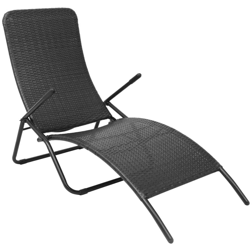 Sun Lounger Black PE rattan, Powder-coated steel Standard. Picture 1